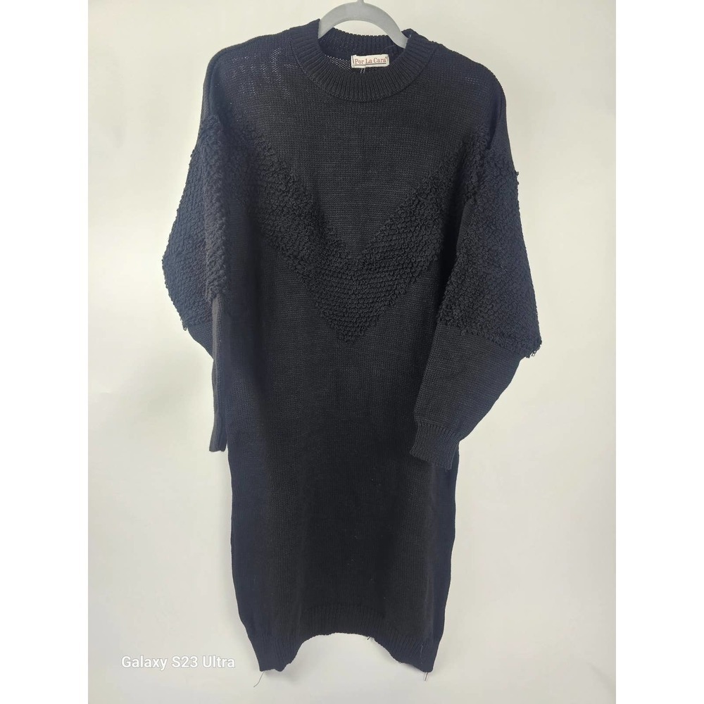 Women's midi, Por LA Cara, szL, black knit sweater dress